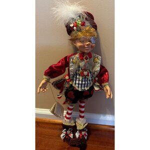 Vintage Mark Roberts 18" Valentine Elf Doll Certificate Hearts Red Outfit Christ